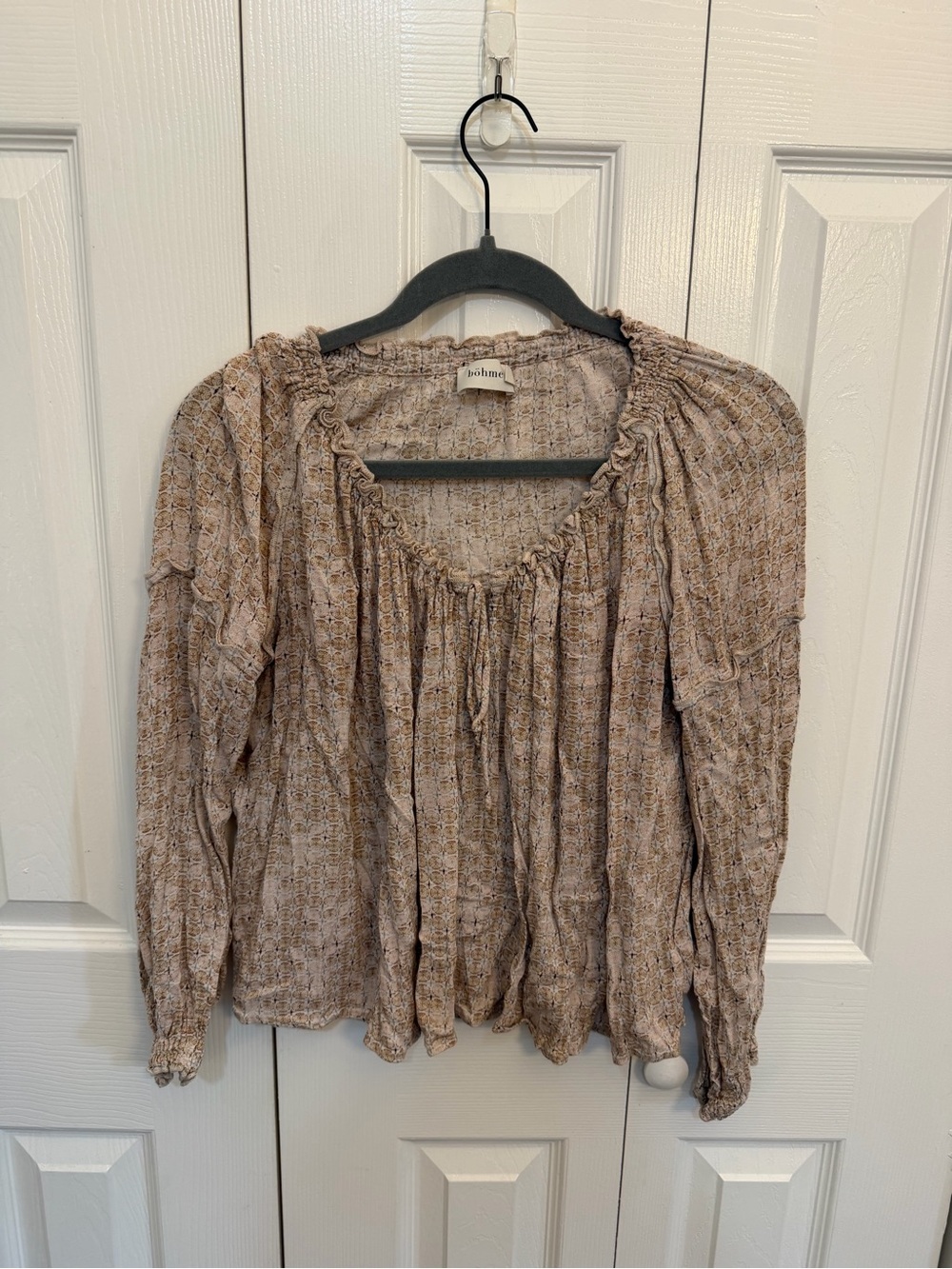 Bohme Peasant Blouse Boho Abstract Patterned Size Medium